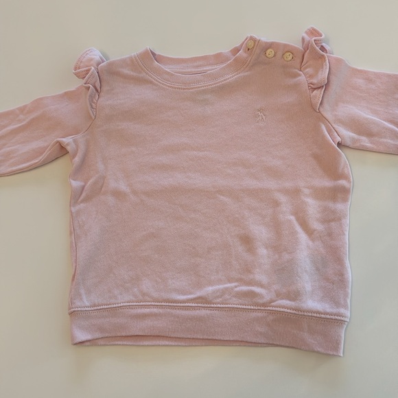 Ralph Lauren Baby Girls Ruffled French Terry Top and Pant, 2 Piece Set - Picture 4 of 13